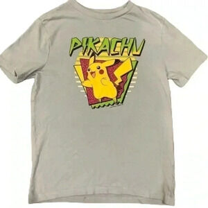 Old Navy Pokémon Pikachu Blue Girls Sz. M-(8) Blouse Top- Used Excellent